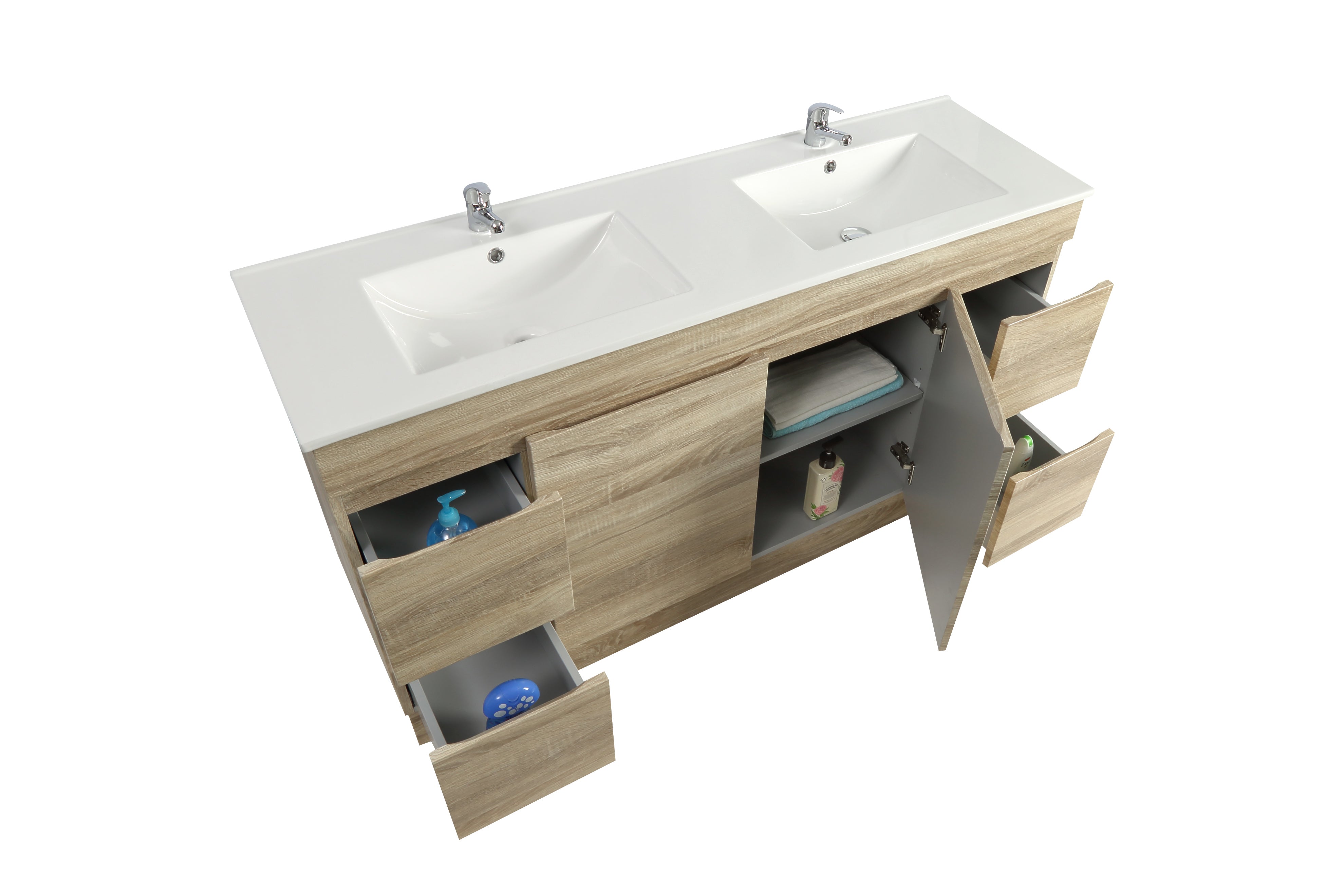POSEIDON BERGE WHITE OAK FLOOR STANDING VANITY 1500MM
