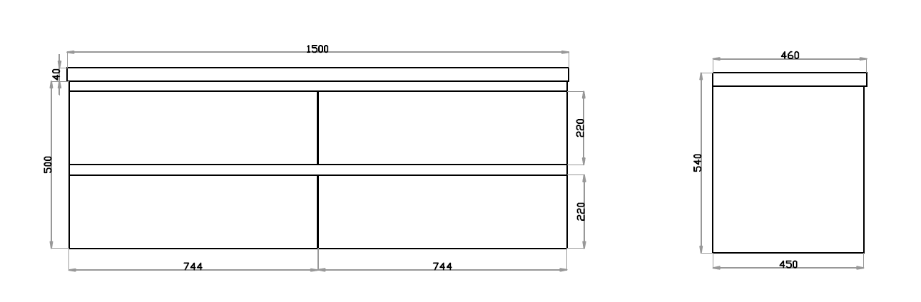 POSEIDON QUBIST MATTE WHITE 1500MM DOUBLE BOWL WALL HUNG VANITY