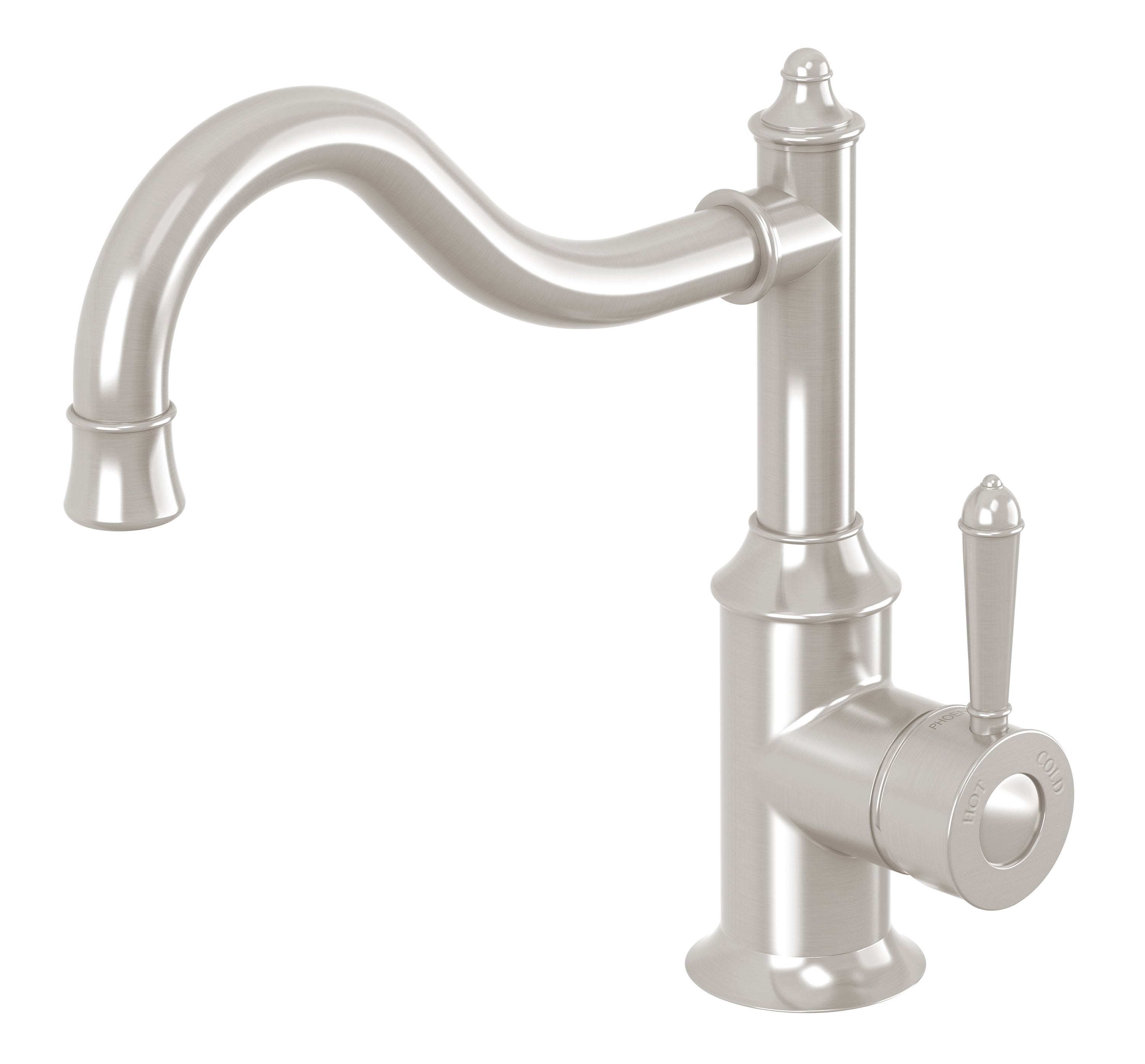 PHOENIX NOSTALGIA SHEPHERDS CROOK SINK MIXER 220MM BRUSHED NICKEL