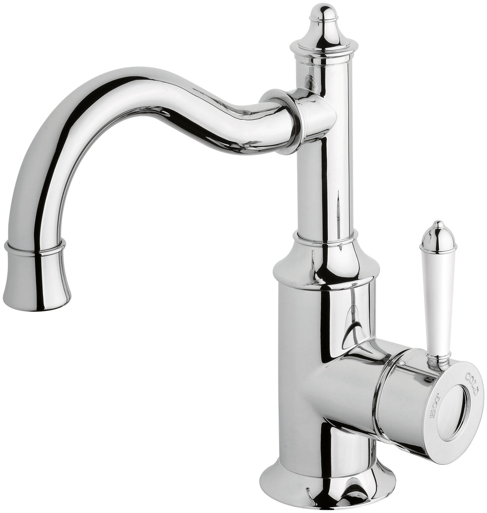 PHOENIX NOSTALGIA SHEPHERDS CROOK BASIN MIXER 252MM CHROME AND WHITE