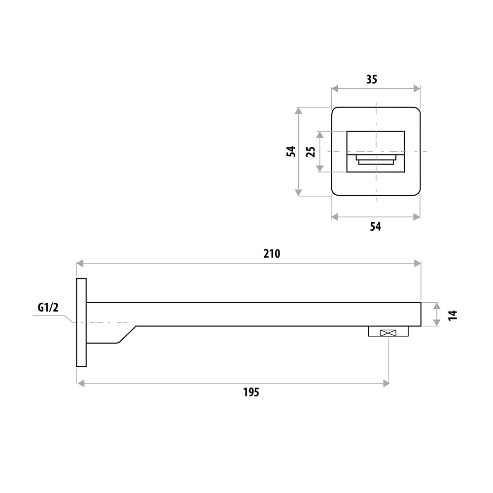 LINKWARE GABE BATH SPOUT 210MM CHROME