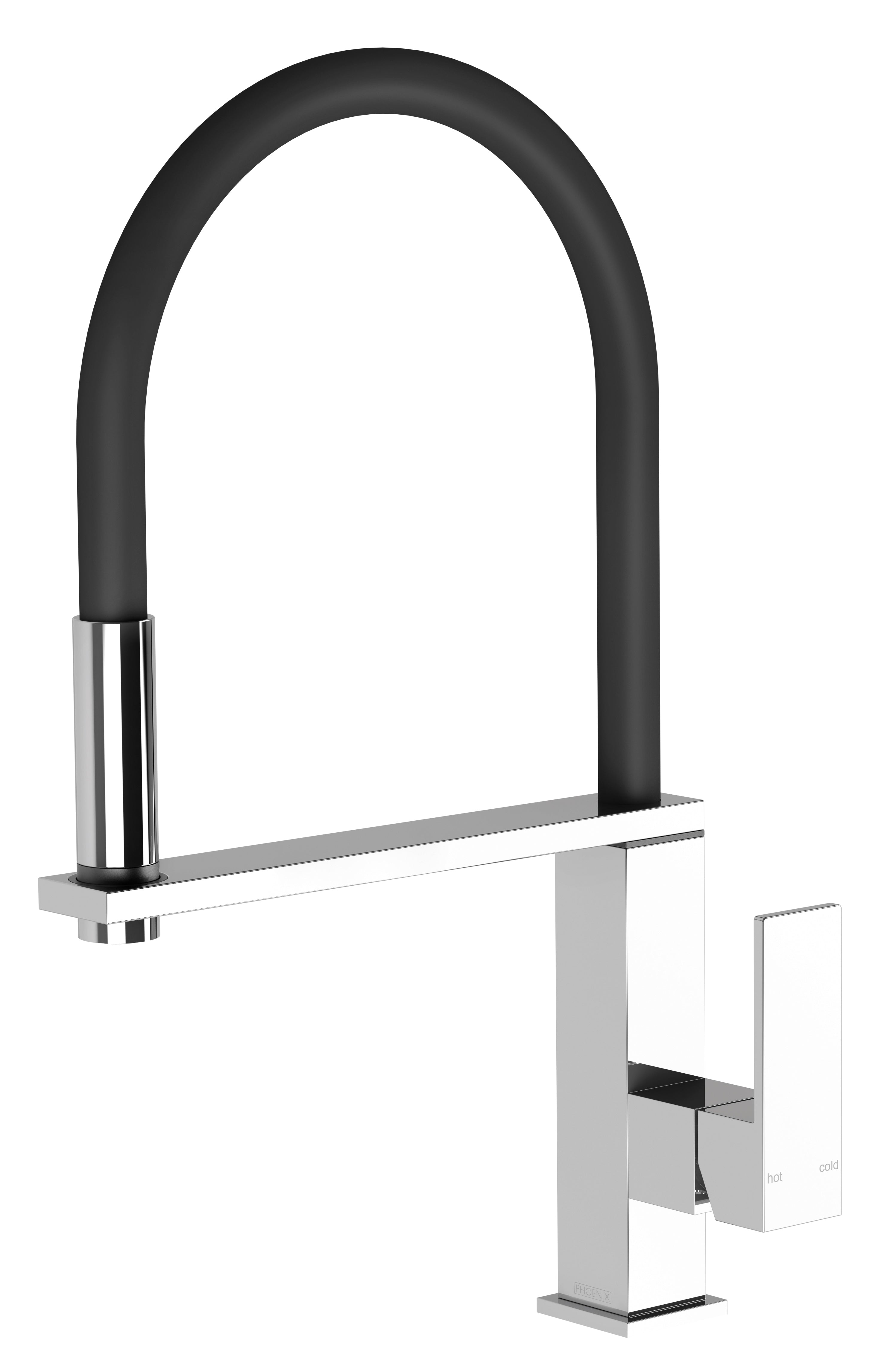 PHOENIX VEZZ LEAD FREE FLEXIBLE HOSE SINK MIXER 421MM BRUSHED NICKEL