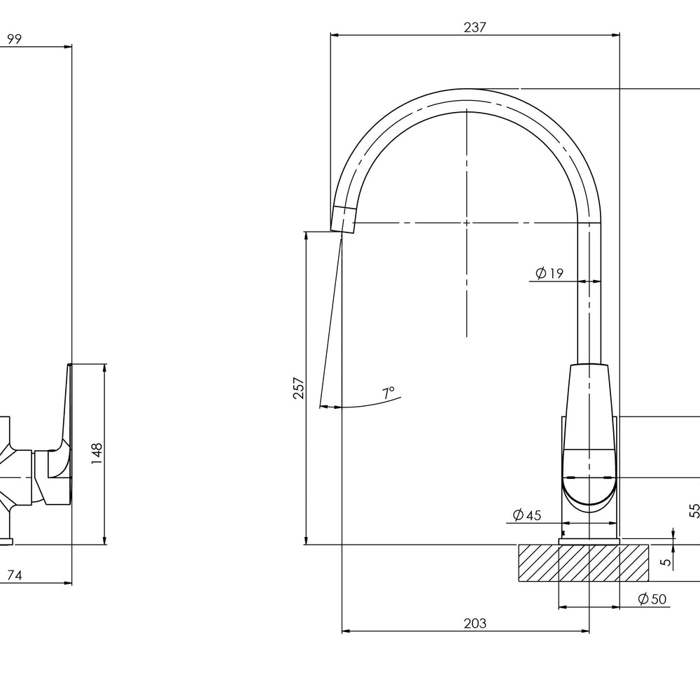 PHOENIX ARLO LEAD FREE GOOSENECK SINK MIXER 374MM CHROME