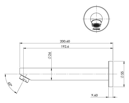 PHOENIX PINA WALL BATH / BASIN OUTLET 180MM BRUSHED NICKEL