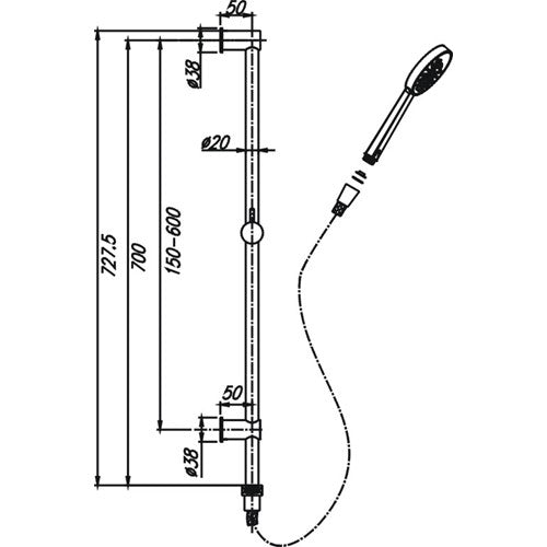 HELLYCAR CHRIS HAND SHOWER ON RAIL CHROME