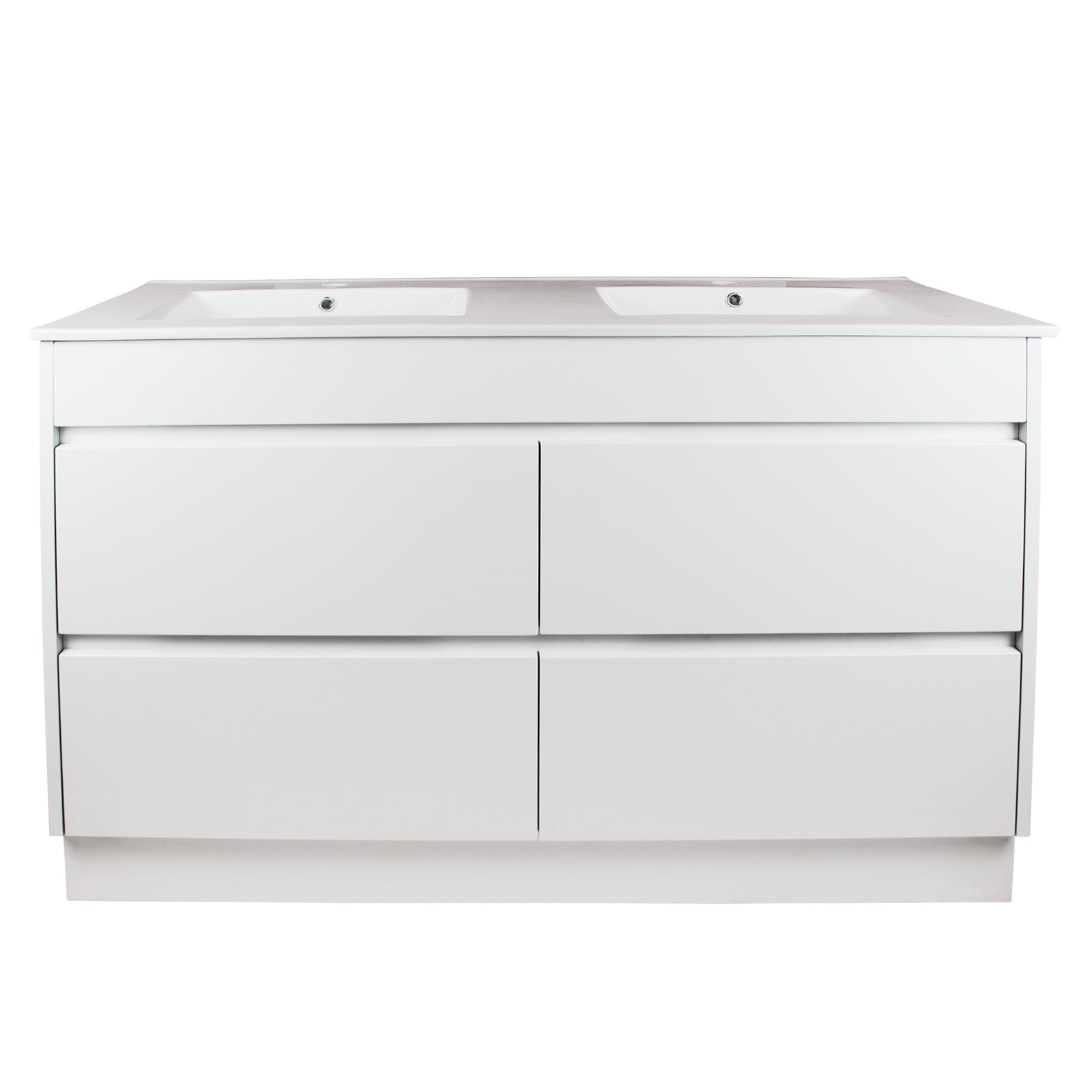 POSEIDON QUBIST MATTE WHITE 1200MM DOUBLE BOWL FREE STANDING VANITY