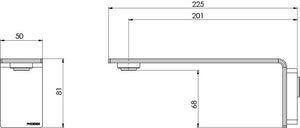 PHOENIX AXIA WALL BASIN / BATH OUTLET 200MM BRUSHED NICKEL