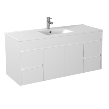 POSEIDON WHITE 1500MM SINGLE BOWL WALL HUNG VANITY