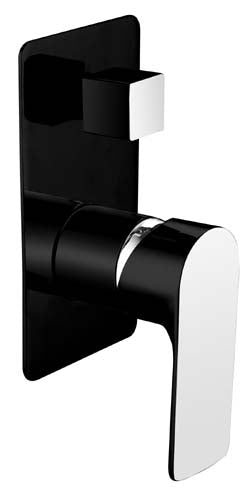 TAPART SLEEK WALL MIXER WITH DIVERTER 181MM BLACK AND CHROME