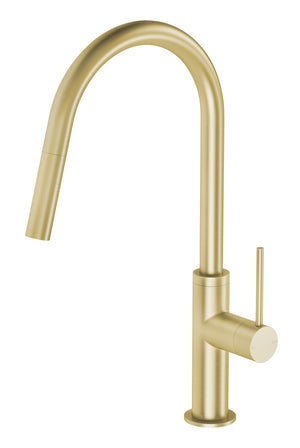PHOENIX VIVID SLIMLINE PULL OUT SINK MIXER 397MM BRUSHED GOLD