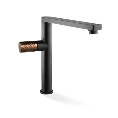 LINKWARE GABE SINK MIXER 250MM MATTE BLACK AND ROSE GOLD