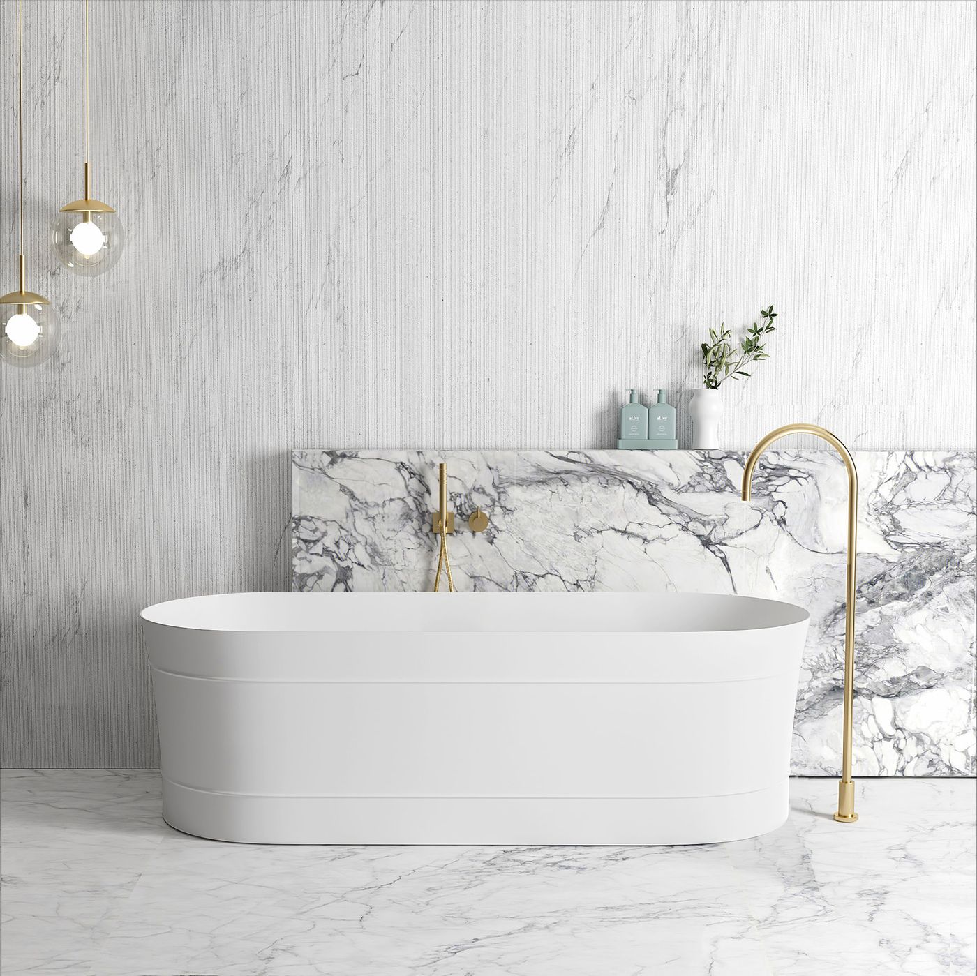 ATTICA BONDI FREE STANDING BATHTUB GLOSS WHITE (AVAILABLE IN 1500MM AND 1700MM)