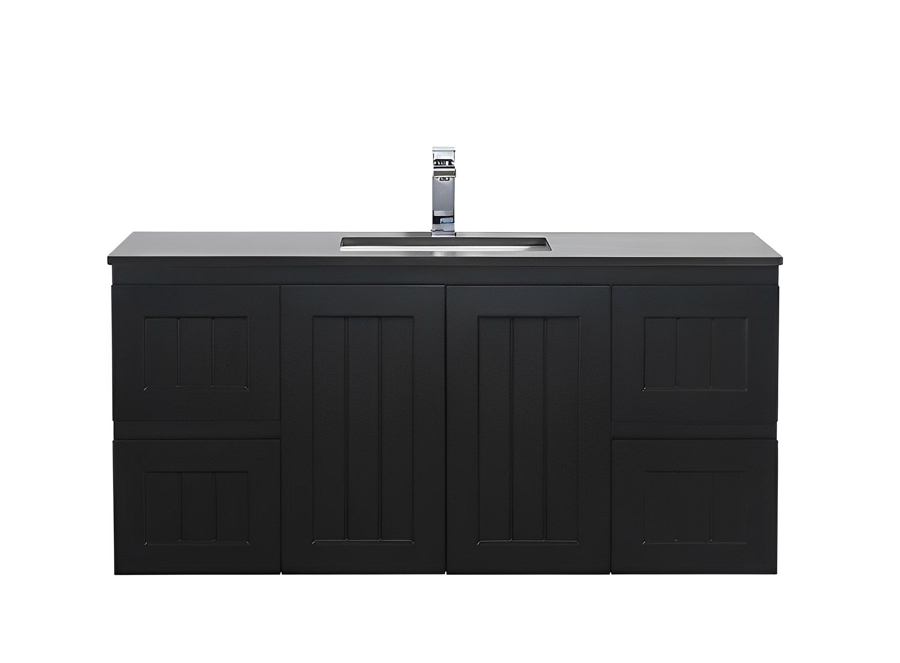 CETO ACACIA SHAKER MATTE BLACK 1200MM SINGLE BOWL WALL HUNG VANITY