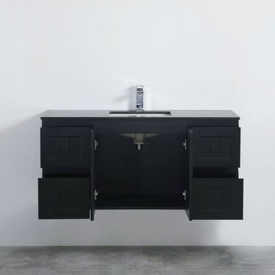 CETO ACACIA SHAKER MATTE BLACK 1200MM SINGLE BOWL WALL HUNG VANITY