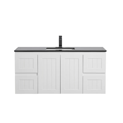 CETO ACACIA SHAKER MATTE WHITE 1200MM SINGLE BOWL WALL HUNG VANITY
