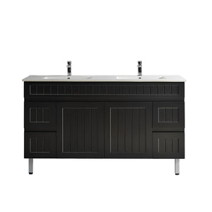 CETO ACACIA SHAKER MATTE BLACK 1500MM DOUBLE BOWL FLOOR STANDING VANITY