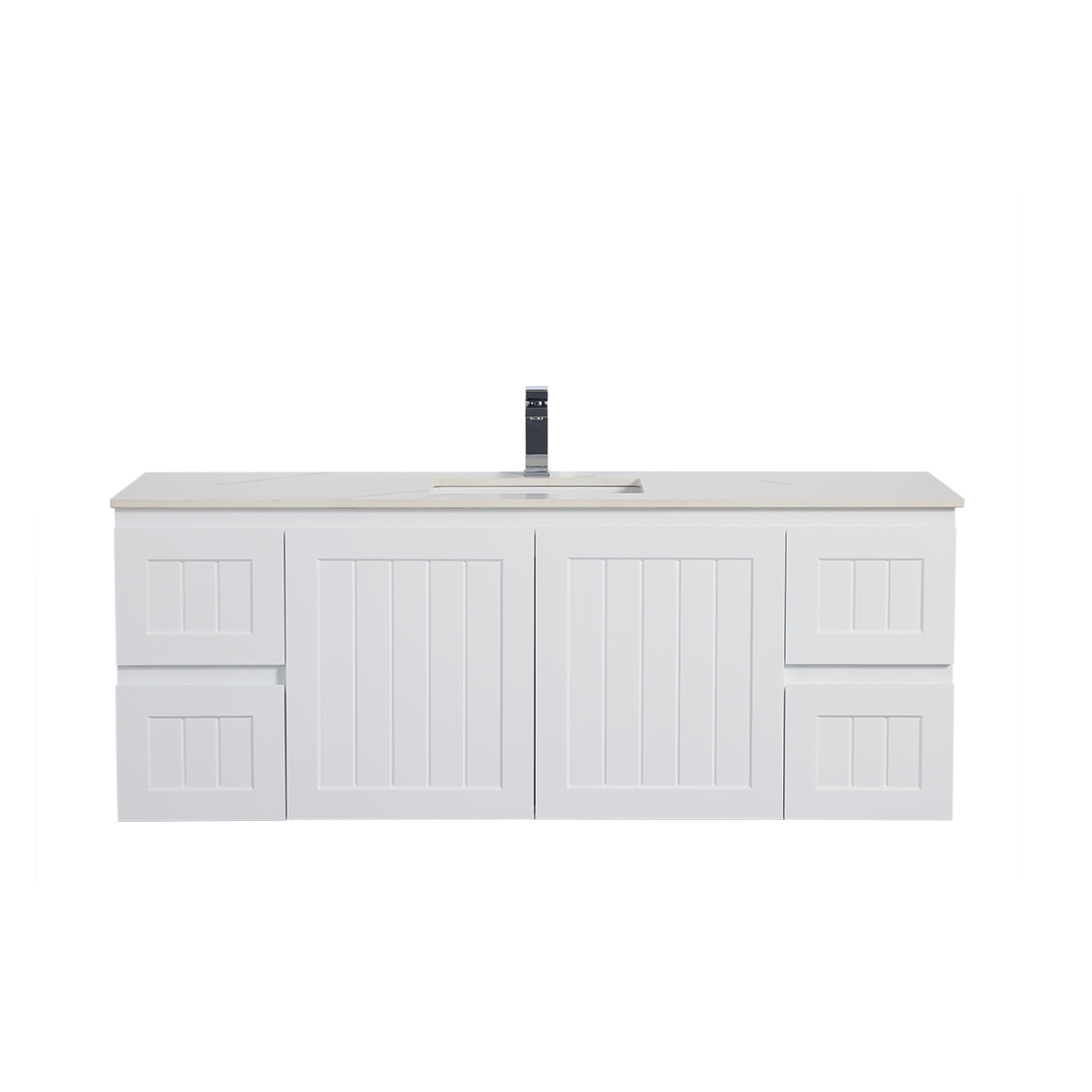 CETO ACACIA SHAKER MATTE WHITE 1500MM SINGLE BOWL WALL HUNG VANITY