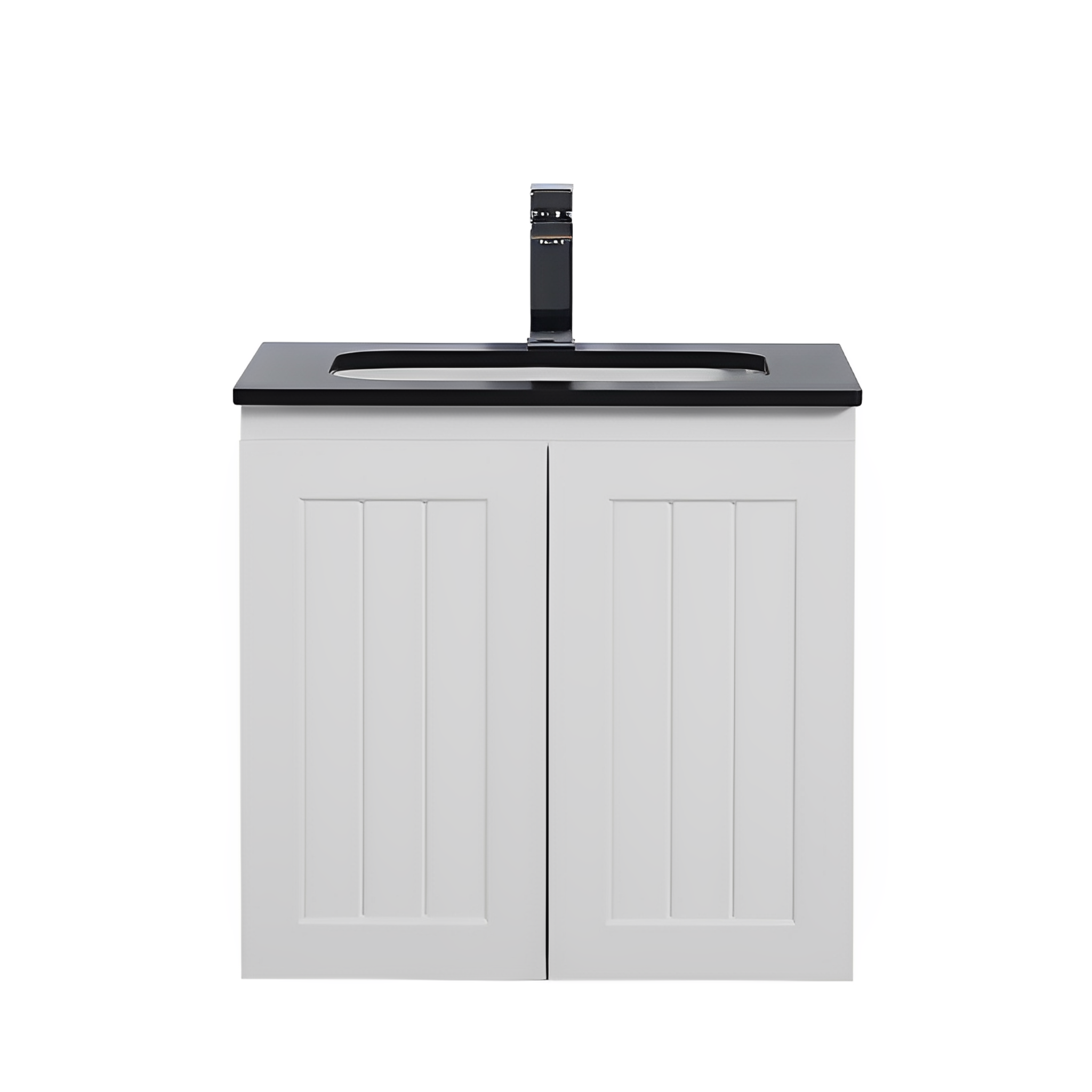CETO ACACIA SHAKER MATTE WHITE 600MM SINGLE BOWL WALL HUNG VANITY