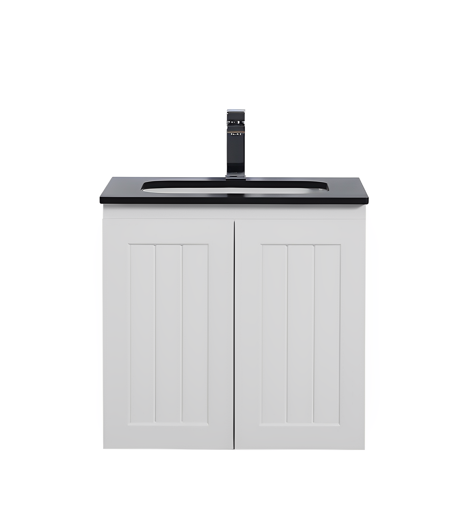 POSEIDON ACACIA SHAKER MATTE WHITE 600MM SINGLE BOWL WALL HUNG VANITY