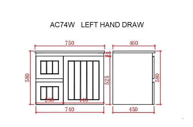 CETO ACACIA SHAKER MATTE WHITE 750MM SINGLE BOWL WALL HUNG VANITY (AVAILABLE IN LEFT AND RIGHT HAND DRAWER)