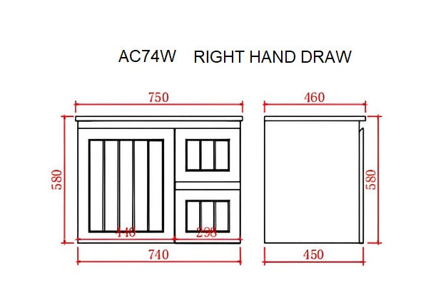 CETO ACACIA SHAKER MATTE WHITE 750MM SINGLE BOWL WALL HUNG VANITY (AVAILABLE IN LEFT AND RIGHT HAND DRAWER)