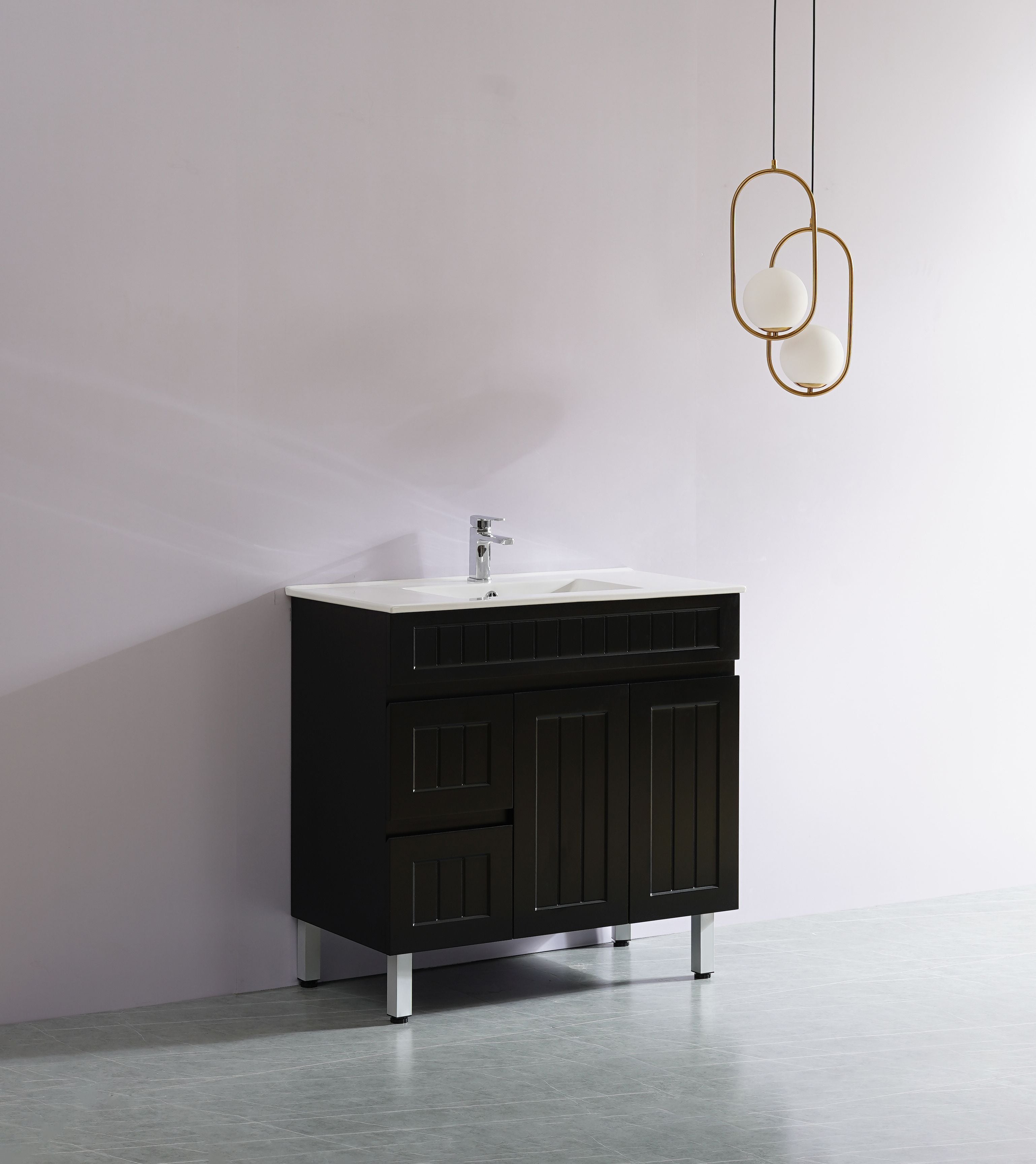 CETO ACACIA SHAKER MATTE BLACK 900MM FLOOR STANDING VANITY (AVAILABLE IN LEFT HAND DRAWER AND RIGHT HAND DRAWER)