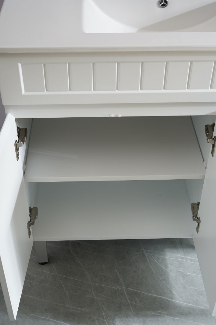 CETO ACACIA SHAKER MATTE WHITE 900MM SINGLE BOWL FLOOR STANDING VANITY (AVAILABLE IN LEFT AND RIGHT HAND DRAWER)