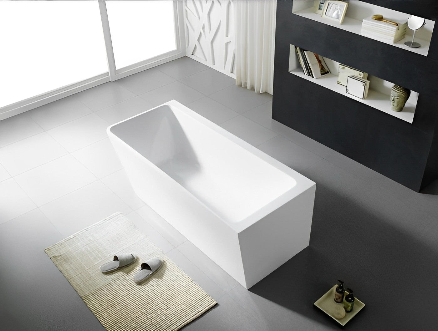 POSEIDON GLOSS WHITE AVIS LEFT CORNER BACK TO WALL BATHTUB (AVAILABLE IN 1500MM AND 1700MM)