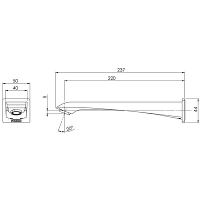 PHOENIX AGRO WALL BATH OUTLET 220MM CHROME