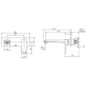 PHOENIX AGRO WALL BATH MIXER SET 200MM CHROME