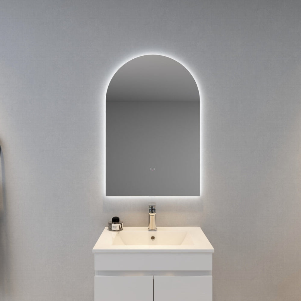 POSEIDON ARCH BACKLIT LED MIRROR 3 COLOUR LIGHTS 600X900MM