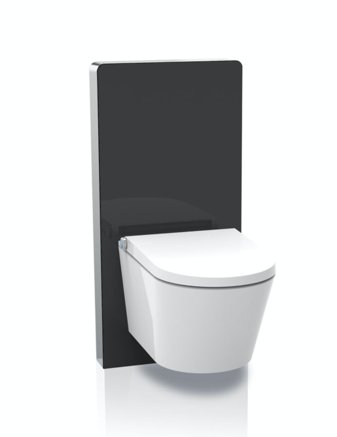 GALLARIA BLACK ALTACOLUMN RIMLESS WALL HUNG PAN AND REMOTE BIDET PACKAGE GLOSS WHITE