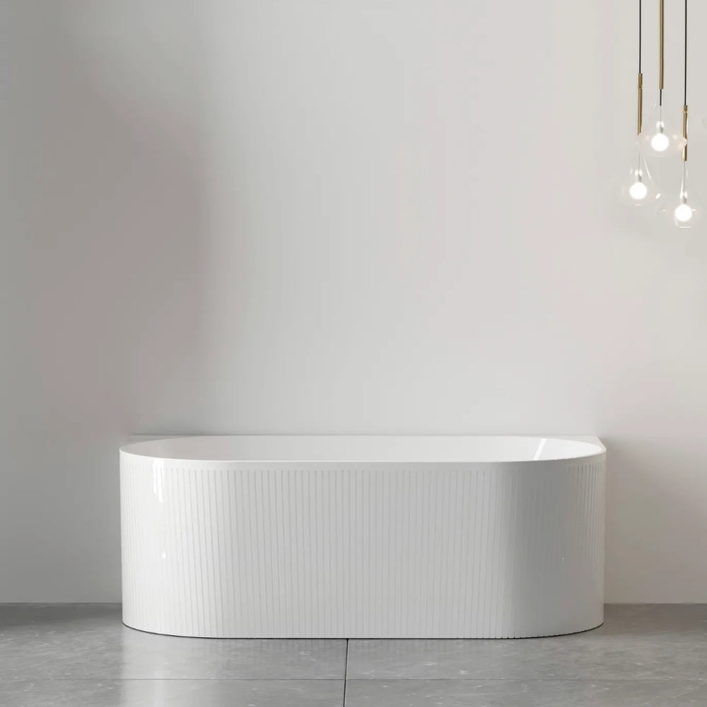 ATTICA NOOSA BACK TO WALL CORNER BATHTUB GLOSS WHITE (AVAILABLE IN 1500MM AND 1700MM)