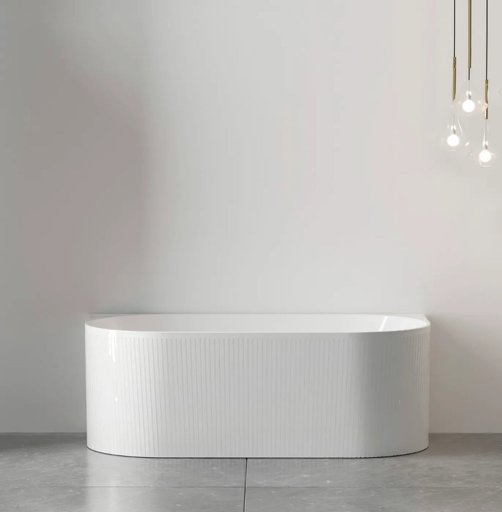 ATTICA NOOSA BACK TO WALL CORNER BATHTUB GLOSS WHITE (AVAILABLE IN 1500MM AND 1700MM)