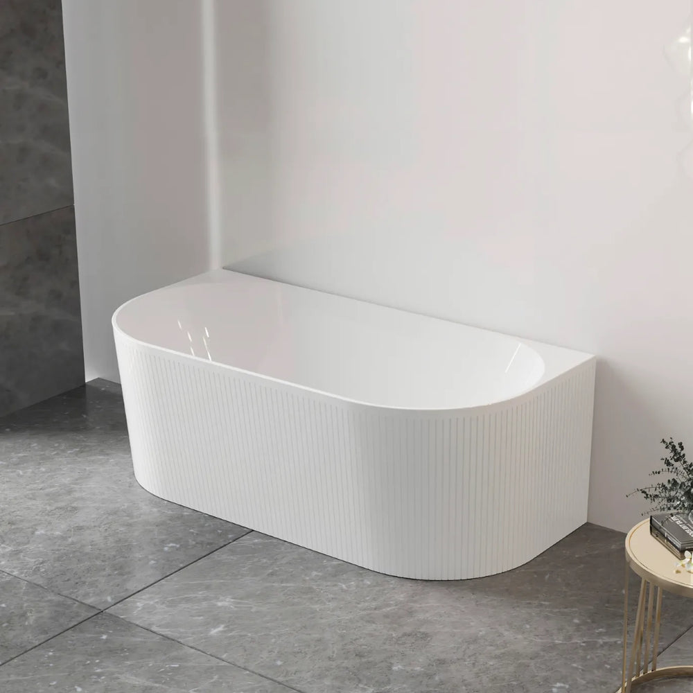 ATTICA NOOSA BACK TO WALL CORNER BATHTUB GLOSS WHITE (AVAILABLE IN 1500MM AND 1700MM)