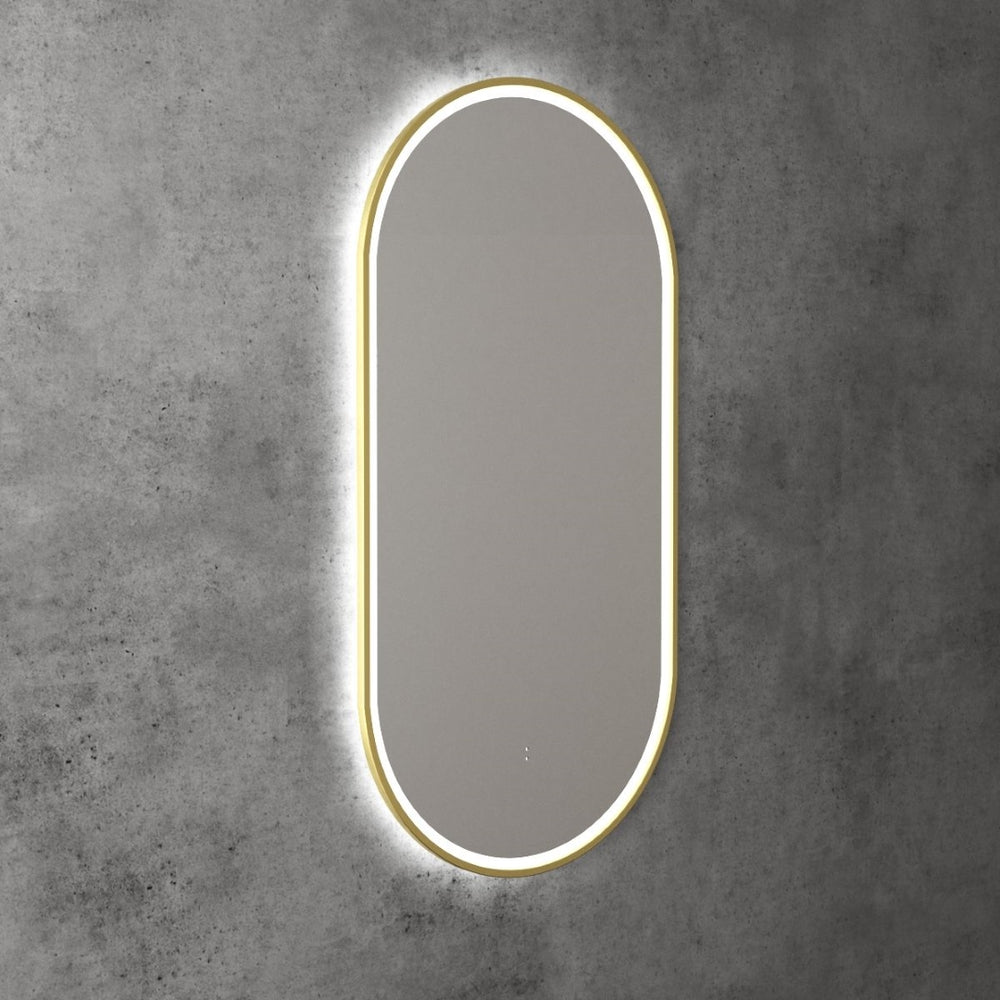 AULIC BEAU MONDE LED MIRROR BRUSHED GOLD 3 COLOUR LIGHTS 450X900MM