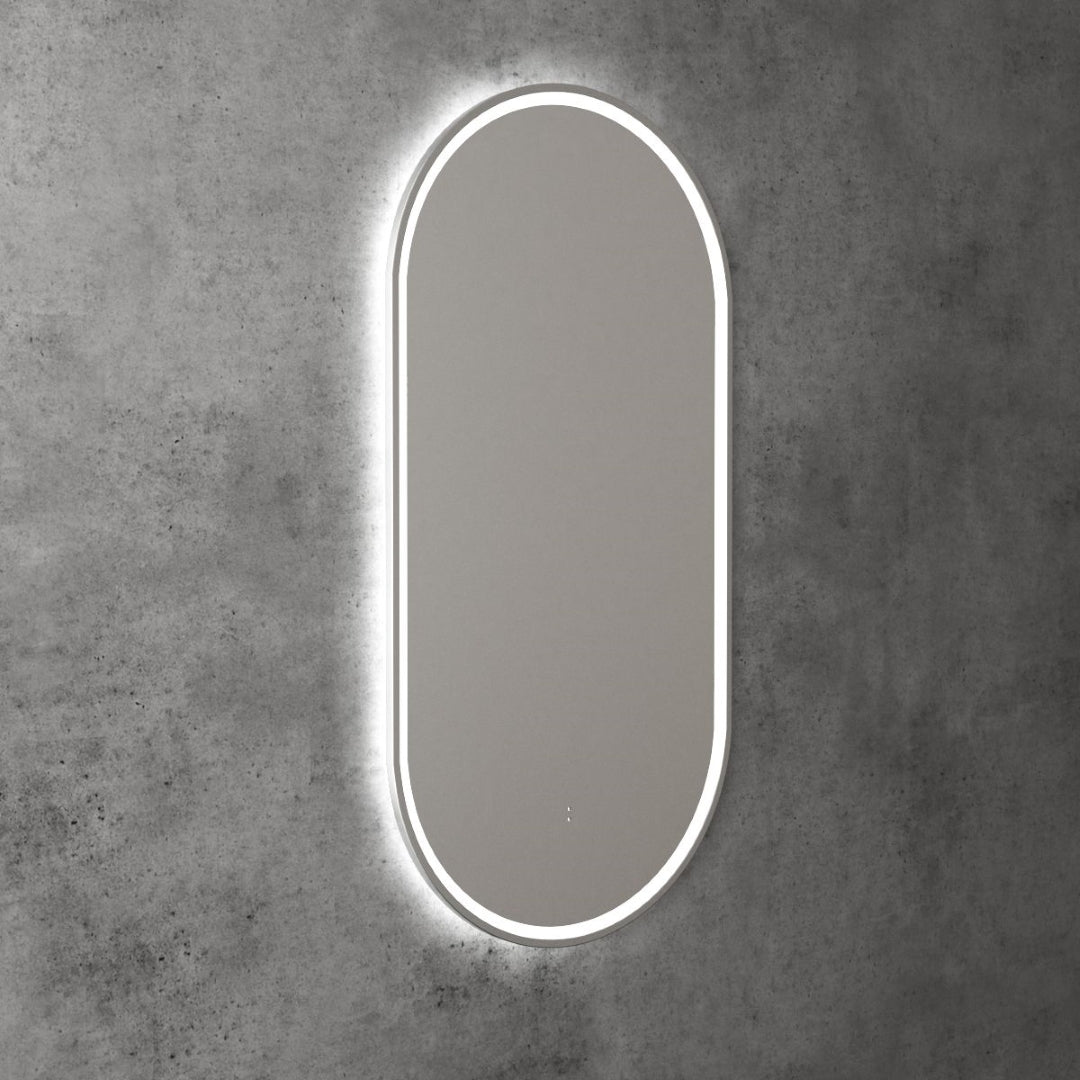 AULIC BEAU MONDE LED MIRROR BRUSHED NICKEL 3 COLOUR LIGHTS 450X900MM