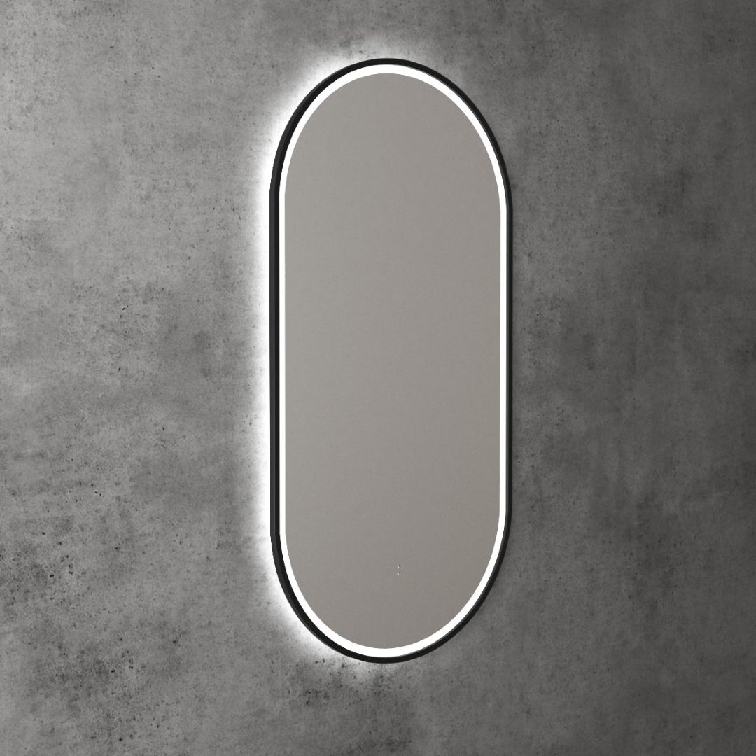 AULIC BEAU MONDE LED MIRROR MATTE BLACK 3 COLOUR LIGHTS 450X900MM