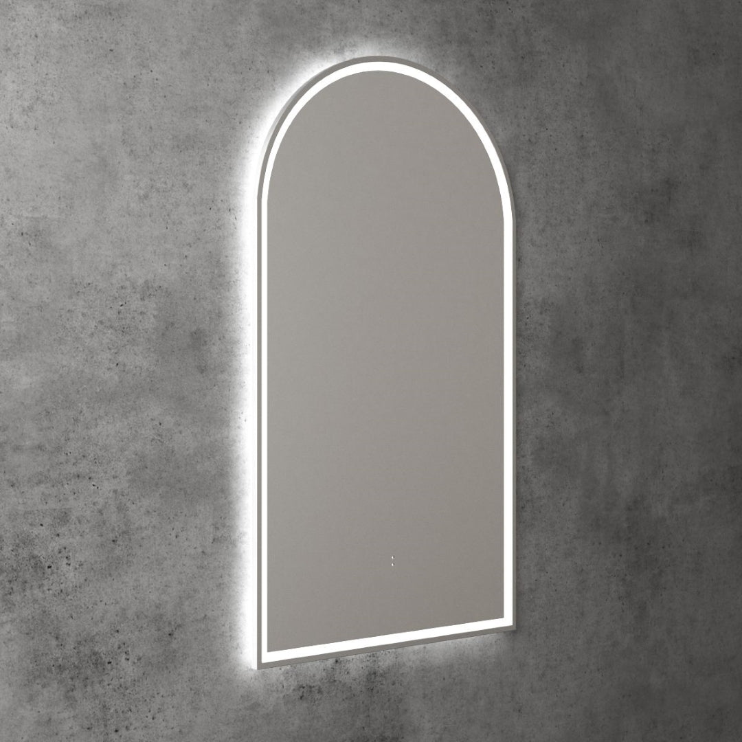 AULIC CANTERBURY LED MIRROR BRUSHED NICKEL 3 COLOUR LIGHTS 500X900MM