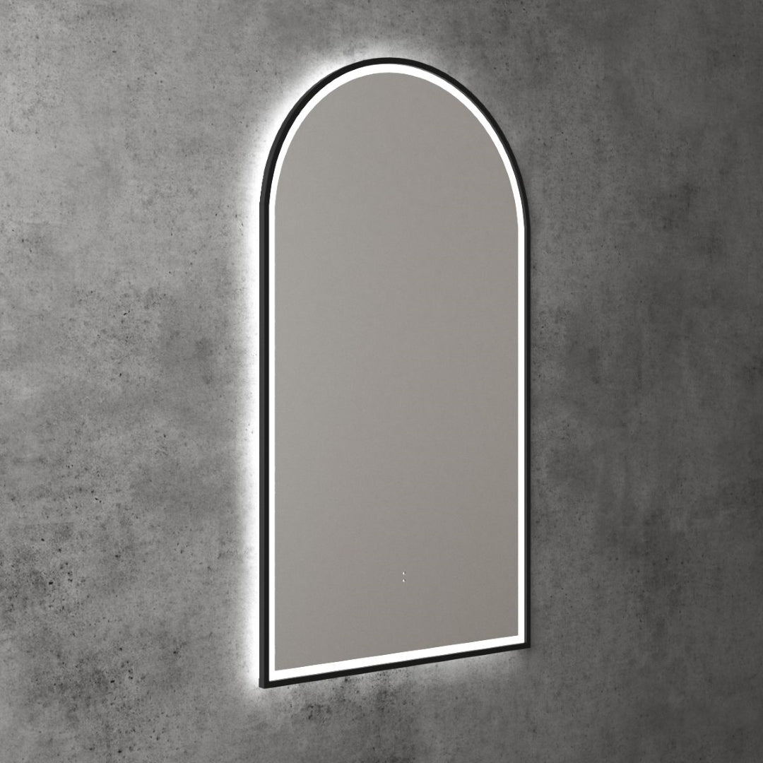 AULIC CANTERBURY LED MIRROR MATTE BLACK 3 COLOUR LIGHTS 500X900MM