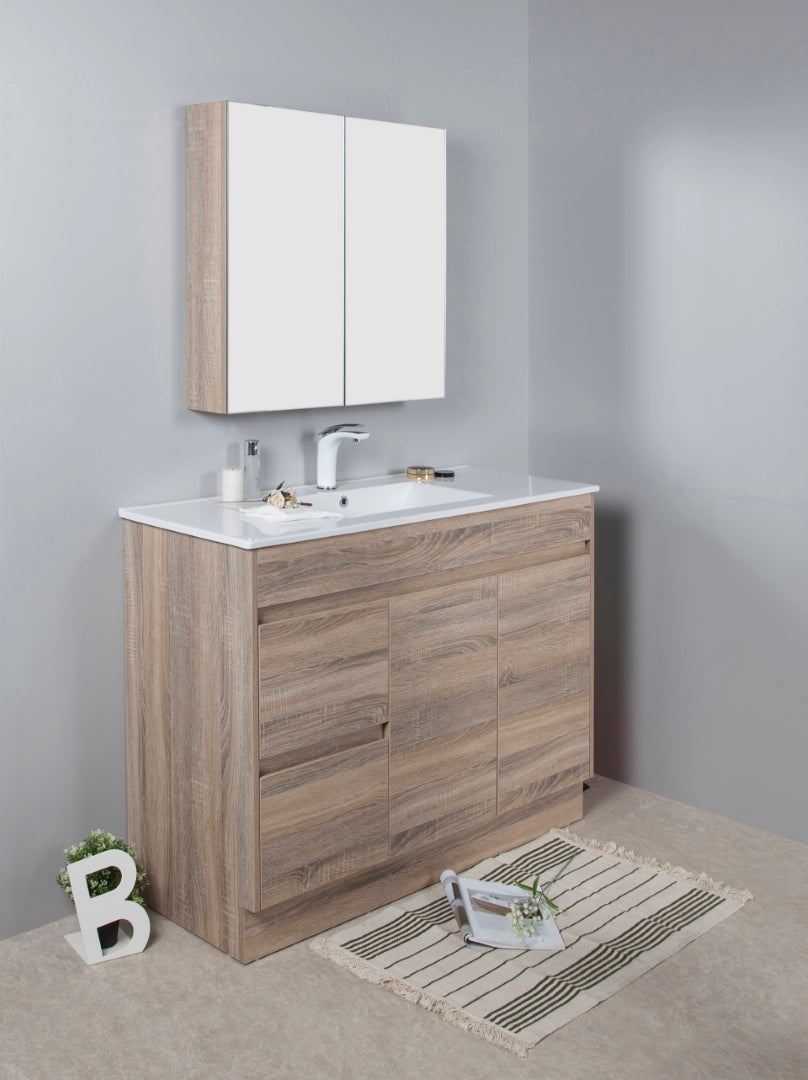 AULIC GRACE WHITE OAK 1200MM SINGLE BOWL FREE STANDING VANITY (AVAILABLE IN LEFT AND RIGHT HAND DRAWER)