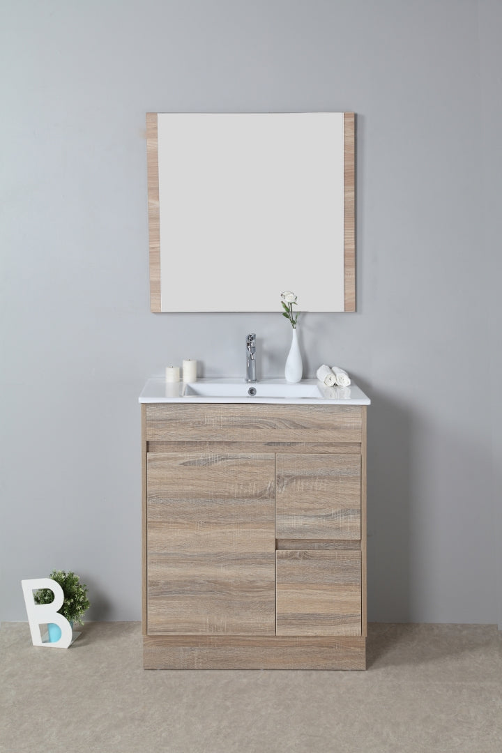 AULIC GRACE WHITE OAK 750MM LEFT HAND AND RIGHT HAND DRAWER FREE STANDING VANITY