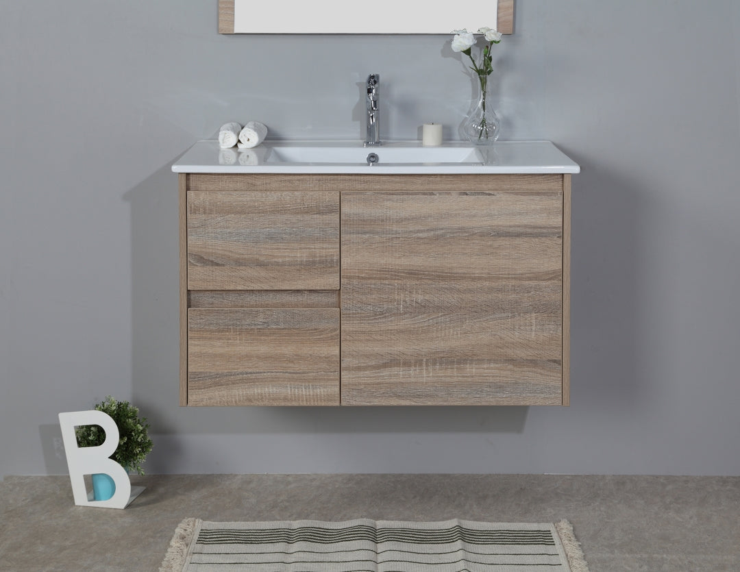 AULIC GRACE WHITE OAK 900MM WALL HUNG VANITY