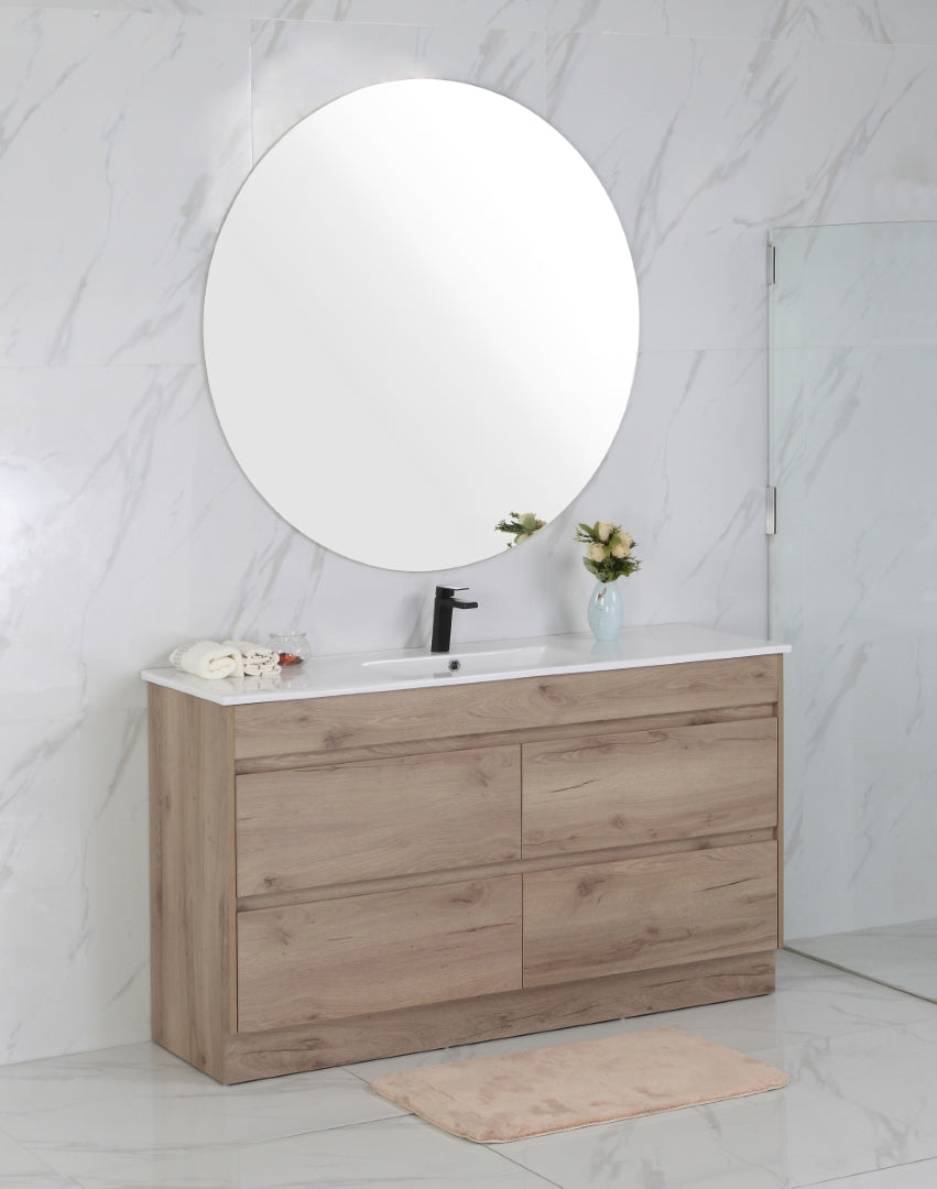 AULIC MAX WHITE OAK 1200MM SINGLE BOWL FREESTANDING VANITY