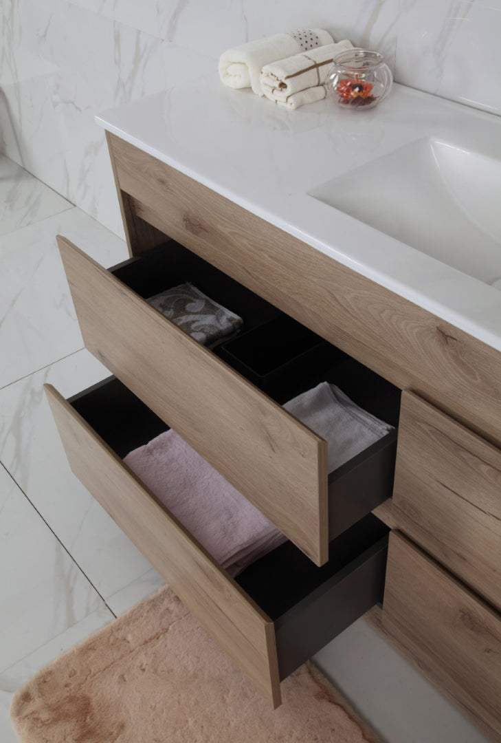 AULIC MAX WHITE OAK 1200MM SINGLE BOWL FREESTANDING VANITY