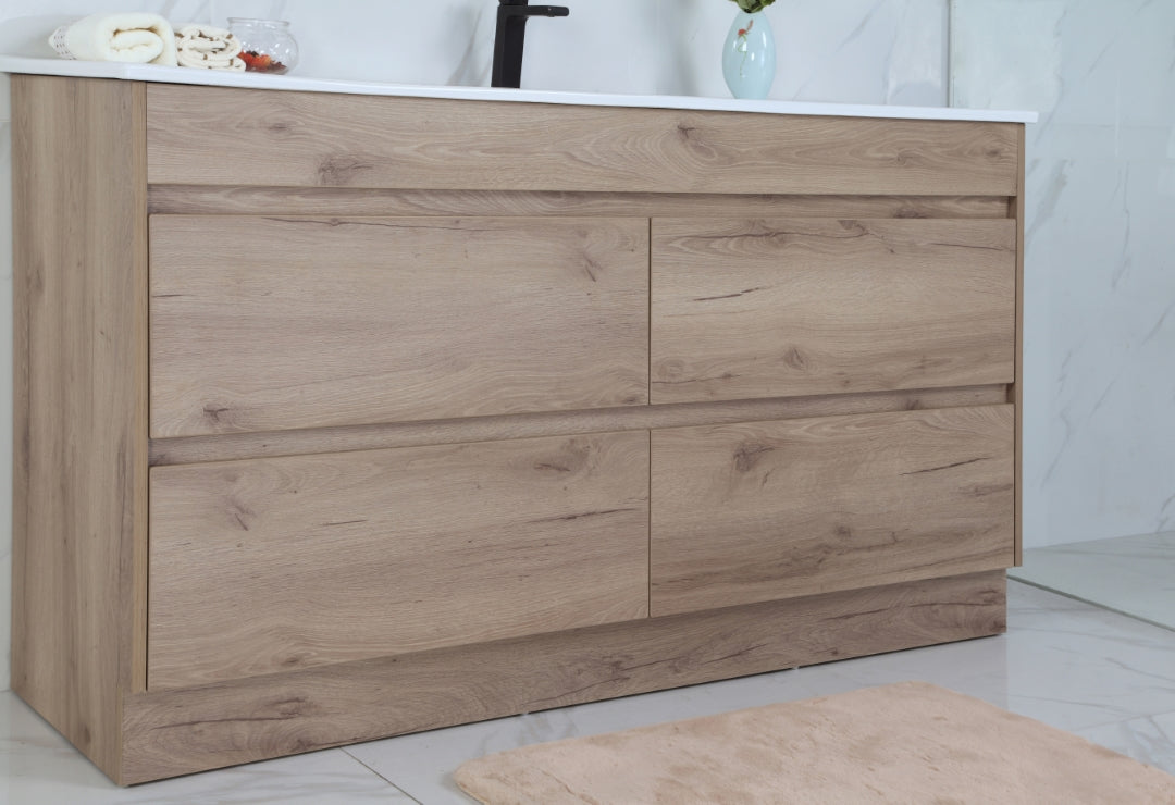 AULIC MAX WHITE OAK 1200MM SINGLE BOWL FREESTANDING VANITY
