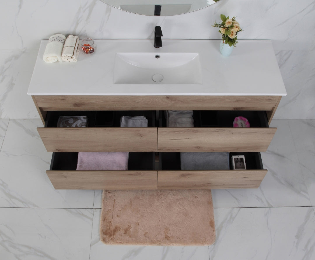AULIC MAX WHITE OAK 1200MM SINGLE BOWL FREESTANDING VANITY