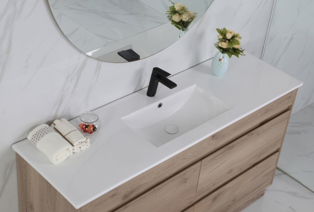 AULIC MAX WHITE OAK 1200MM SINGLE BOWL FREESTANDING VANITY