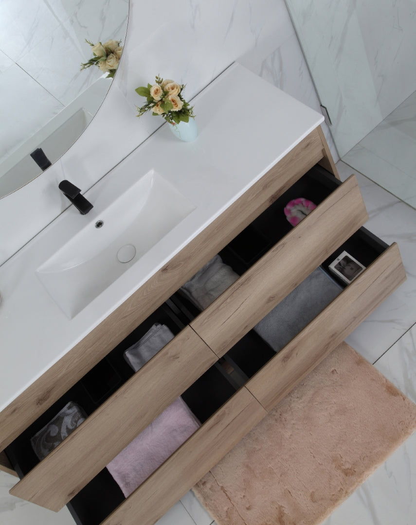 AULIC MAX WHITE OAK 1200MM SINGLE BOWL FREESTANDING VANITY