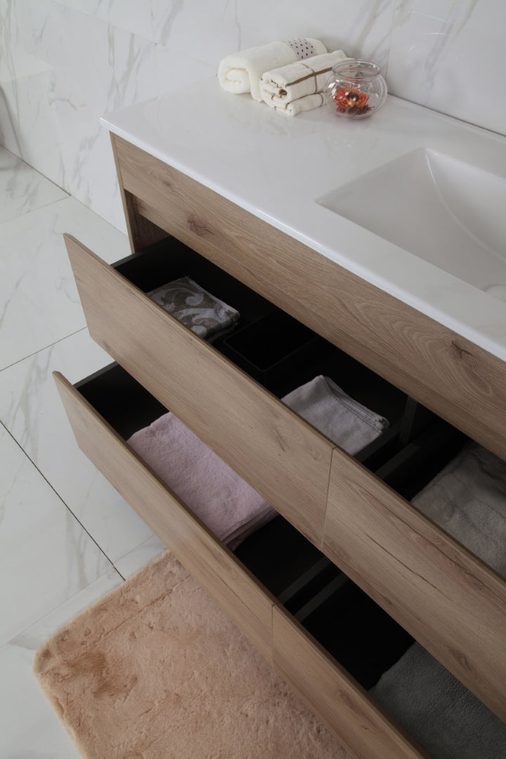 AULIC MAX WHITE OAK 1200MM SINGLE BOWL FREESTANDING VANITY